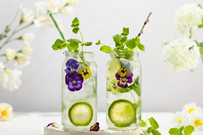 Edible Flowers and Herbs Cocktail Selection