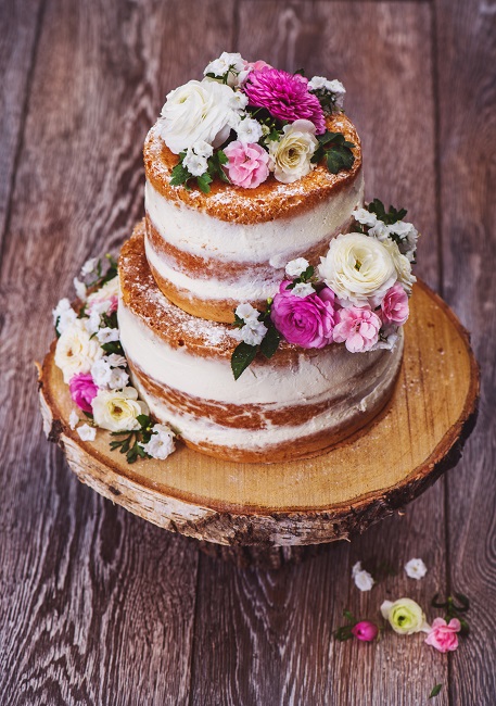 wedding cake with edible flowers