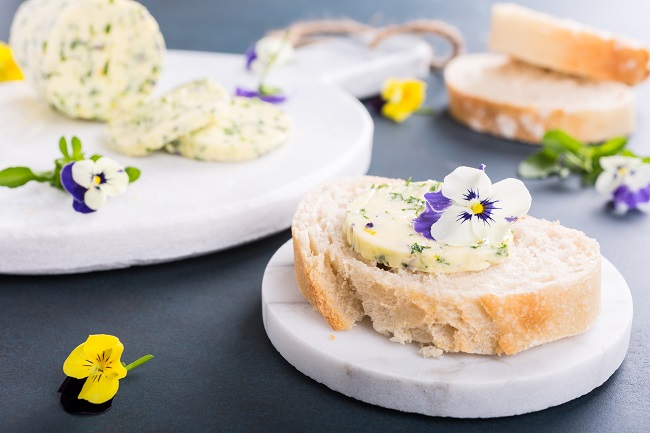 edible flower and herb butter