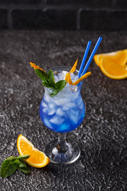 Blue Lagoon Cocktail with butterfly pea