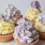 crystallized flowers on cupcake